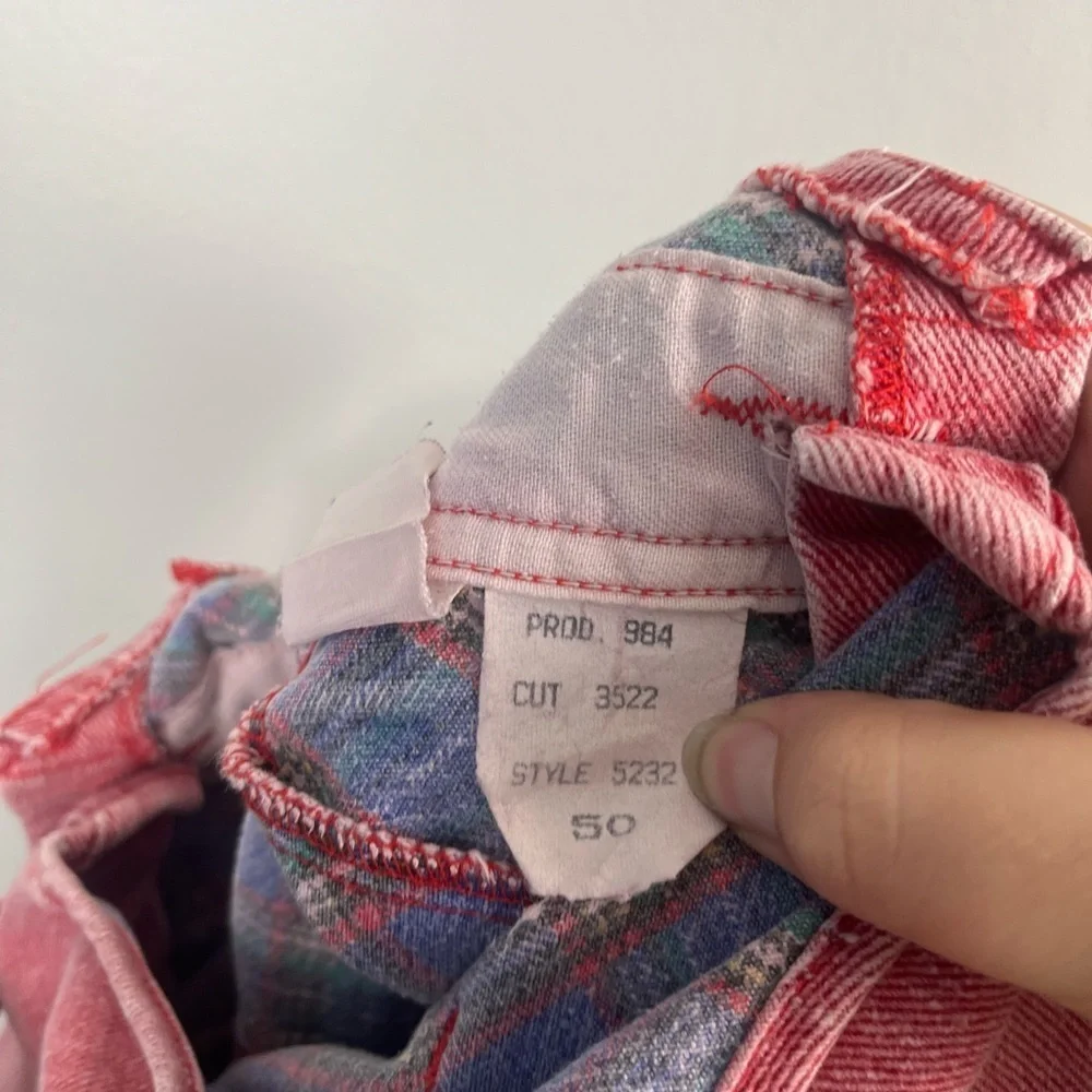 Vintage 1980s red carters overalls size 3T plaid detailing
